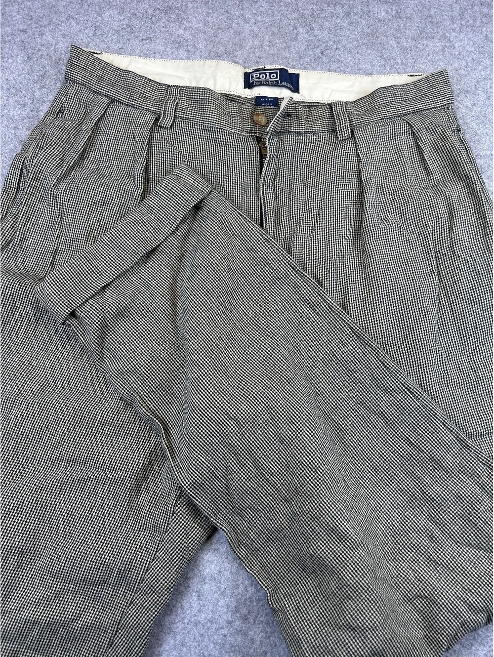Ralph Lauren Dress Trouser Pants 34x32 Brown Houndstooth Old Money Preppy VTG